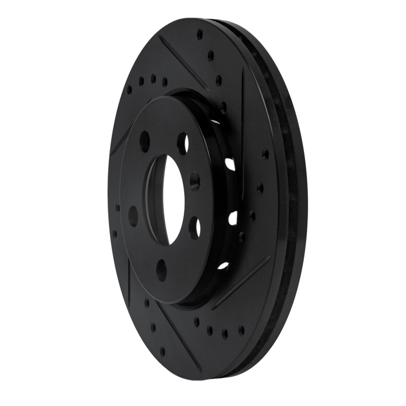 Volkswagen VENTO Brake Rotor (1) - Front Right - R1 Concepts - Drilled & Slotted - Black - `03-`18